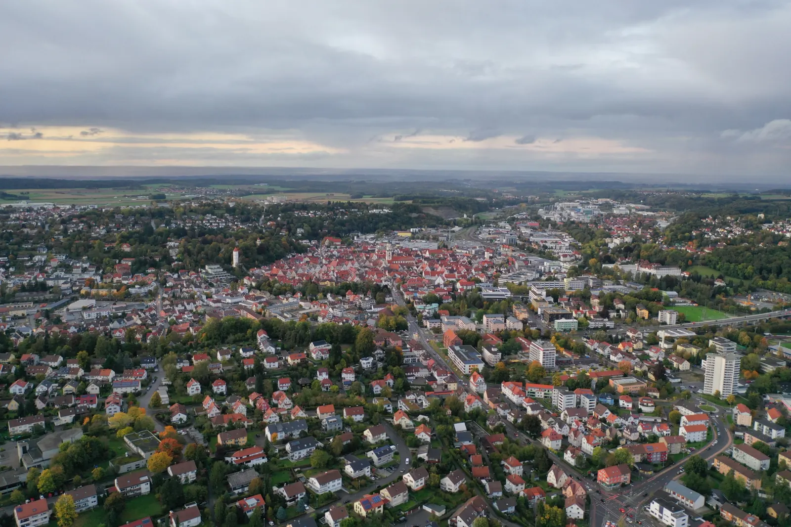 Luftbild von Biberach an der Riß mit der historischen Altstadt